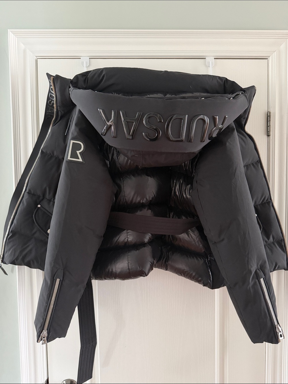 RUDSAK CAIRA Black Maxi Belted Down Puffer Jacket — Size Large - Picture 5 of 8